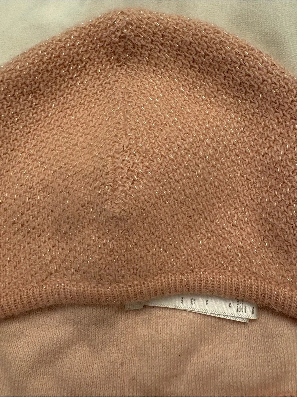 Kids Beige pink with gold specks beanie hat Chloe size 44 reversible winter